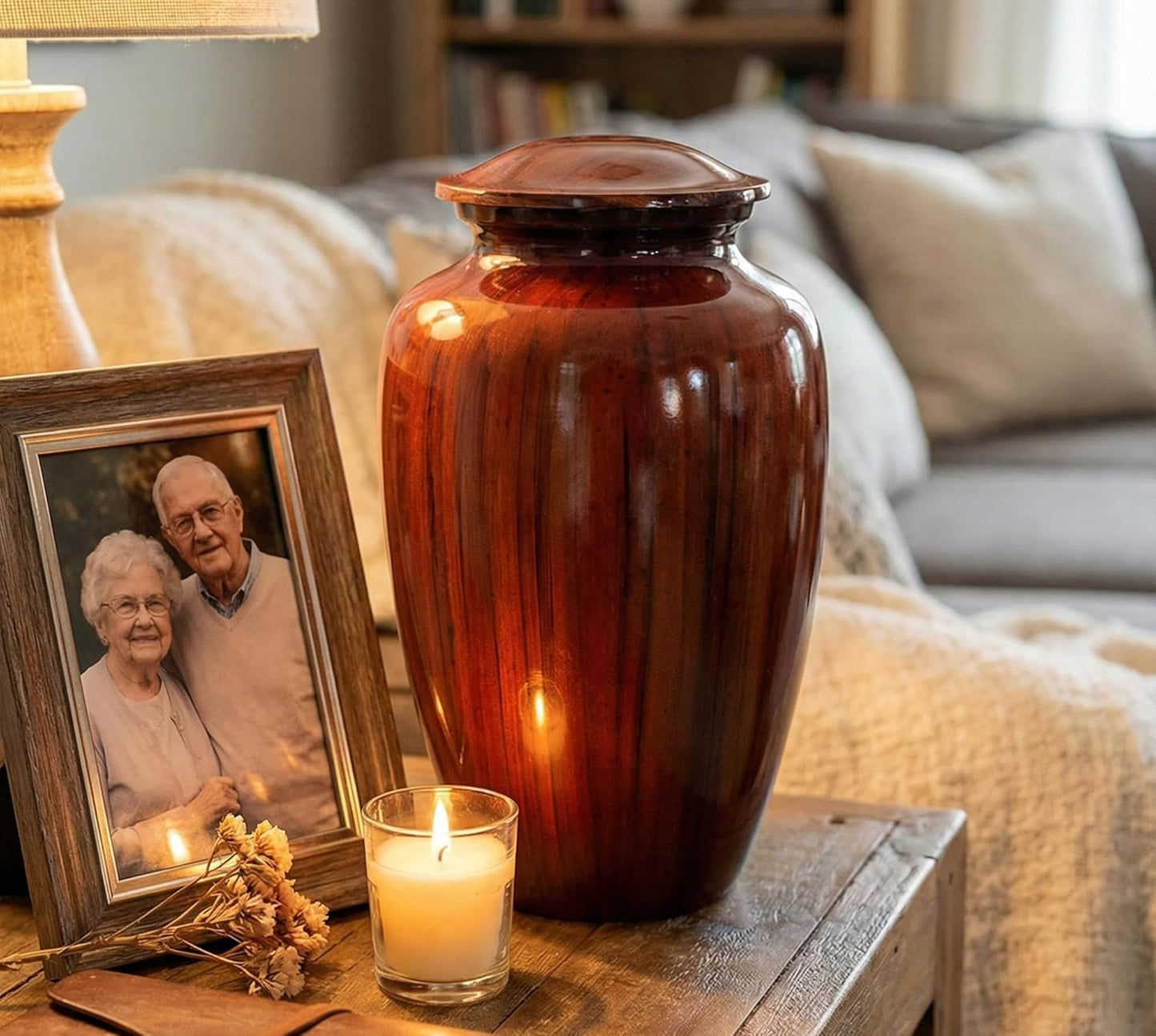 eSplanade Metal Cremation Urn Memorial Jar Pot Container | Full Size Printed Urn for Funeral Ashes Burial | Metal Urns | (Multicolor) - 10" Inches