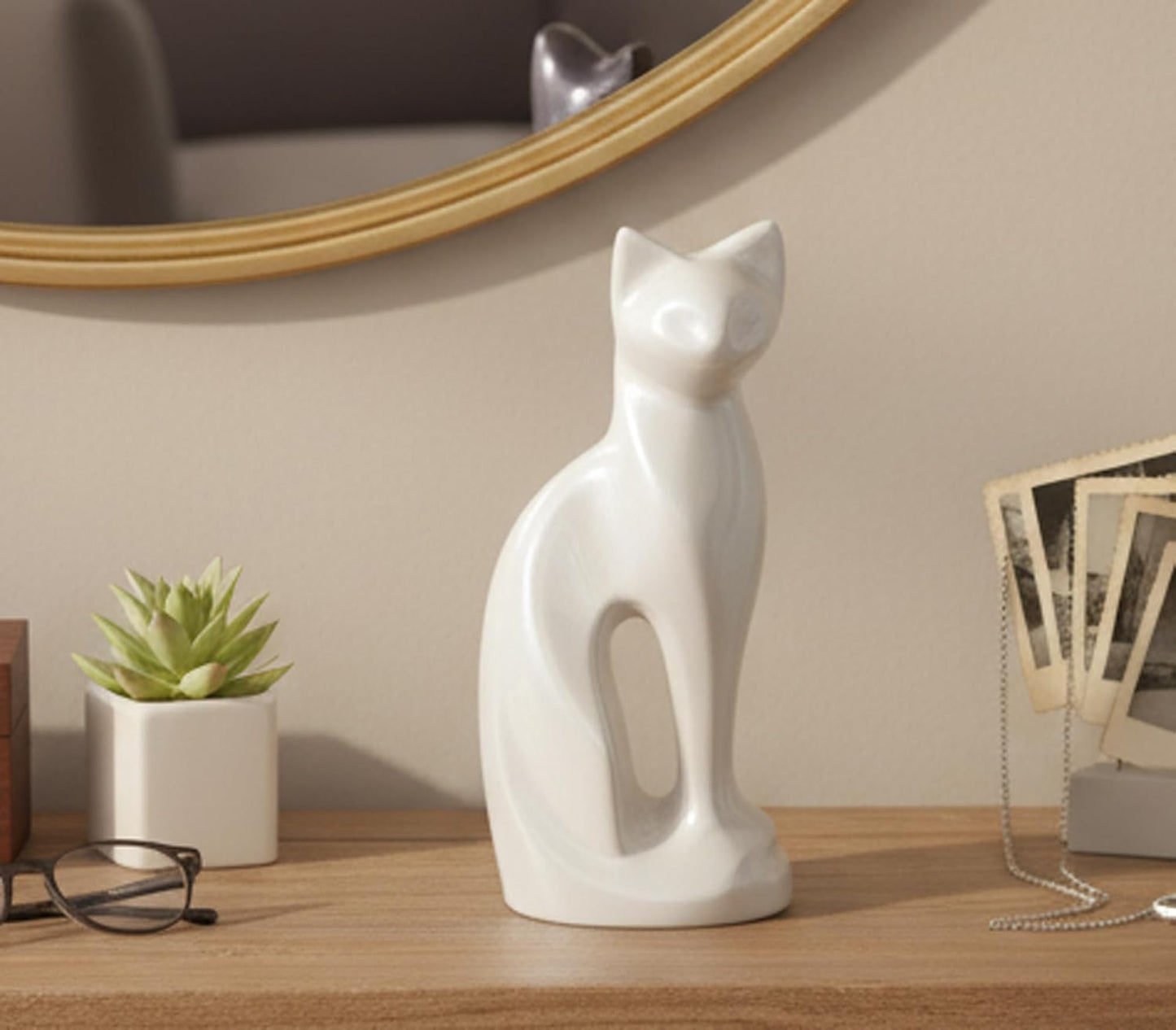 eSplanade- Cat Kitten Shape Cremation urn | Memorial Funeral Burial Full-Size urn for Ashes| Size - 9 inches.