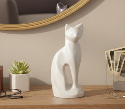 eSplanade- Cat Kitten Shape Cremation urn | Memorial Funeral Burial Full-Size urn for Ashes| Size - 9 inches.