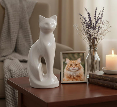 eSplanade- Cat Kitten Shape Cremation urn | Memorial Funeral Burial Full-Size urn for Ashes| Size - 9 inches.