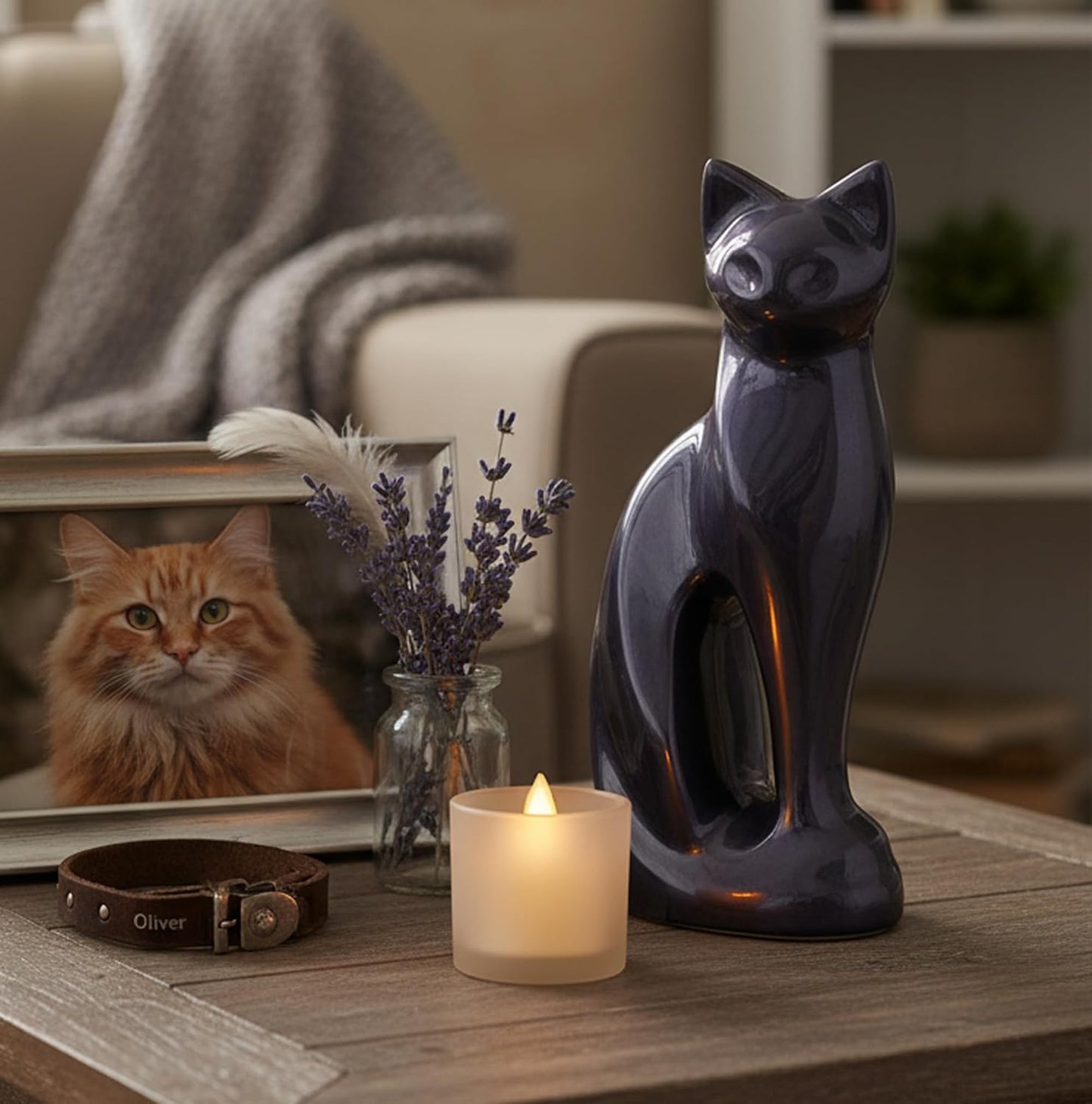 eSplanade- Cat Kitten Shape Cremation urn | Memorial Funeral Burial Full-Size urn for Ashes| Size - 9 inches.
