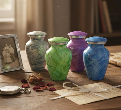 eSplanade- Cremation Mini urn Keepsake Memorial | Set of 4 Small urns for Ashes Funeral Burial Container jar Pot