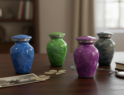 eSplanade- Cremation Mini urn Keepsake Memorial | Set of 4 Small urns for Ashes Funeral Burial Container jar Pot