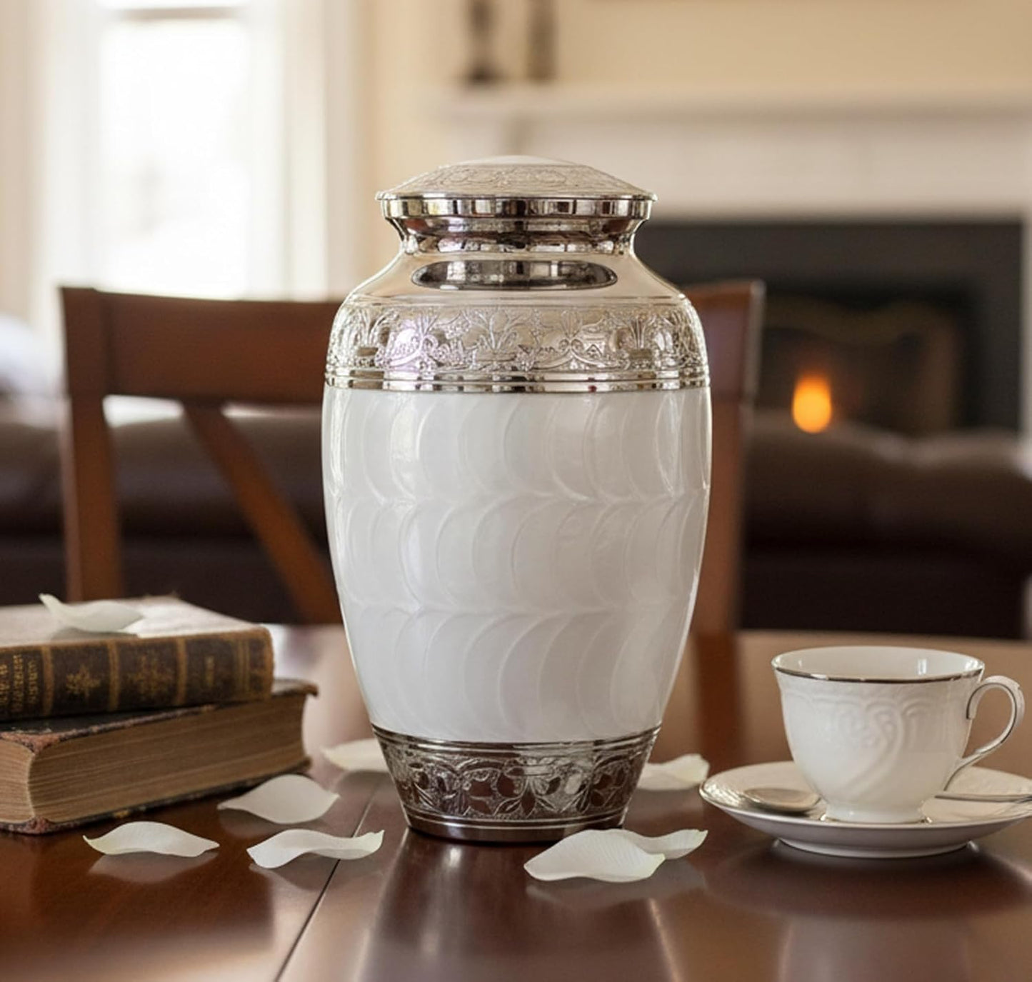 eSplanade Brass Cremation Urn Memorial Jar Pot Container | Full Size Urn for Funeral Ashes Burial | Meenakari Design Metal Urns | Blue - 10" Inches