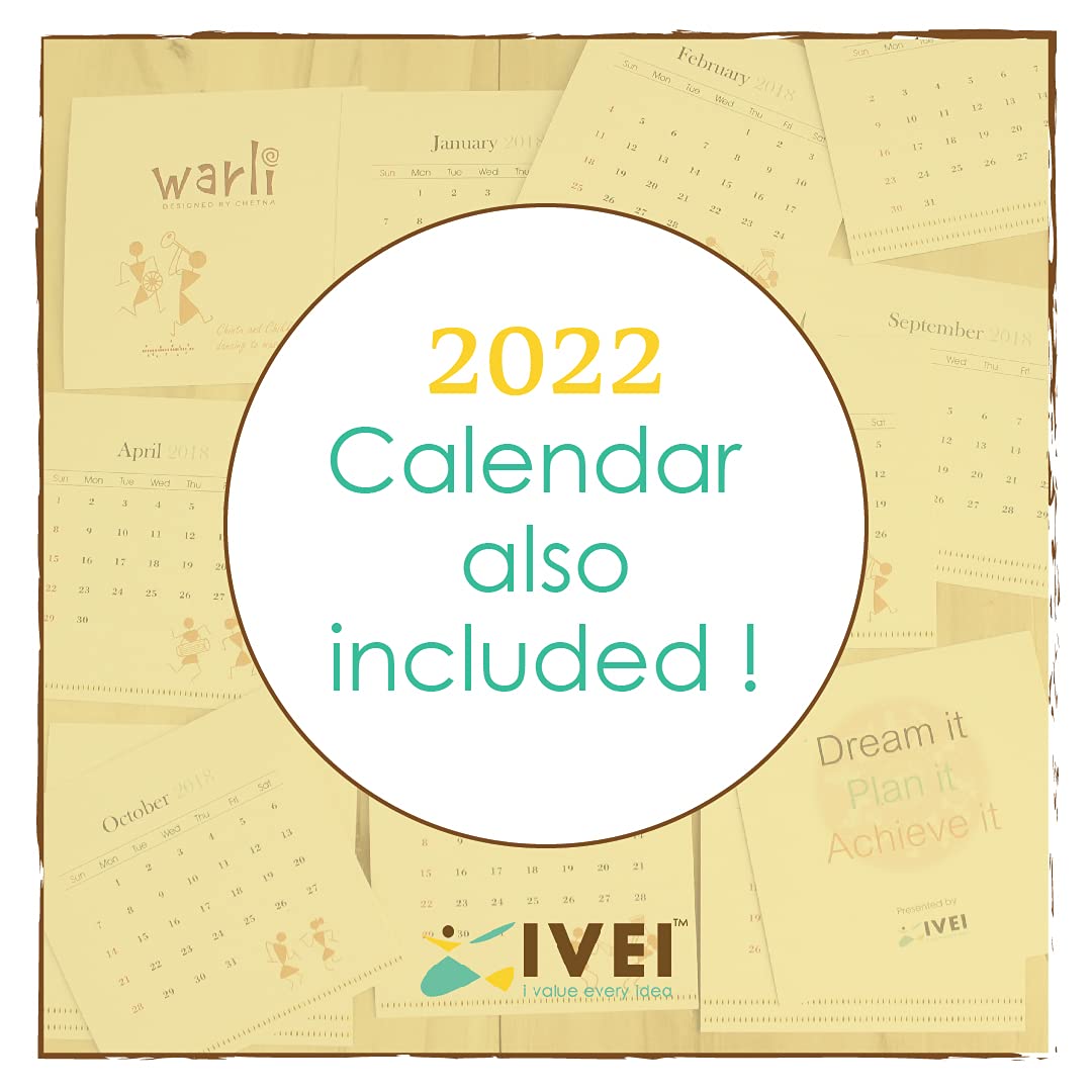 IVEI Calendar with Key hooks and Stationery Holder – All In One Calendar with Motivational Quotes - Wall Calendar with Wooden Key Holder & Stationery Box - Unique Gift for Home, Office - Brown