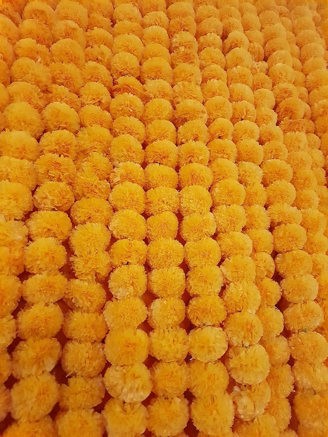 Decoration Craft Artificial Marigold Flower Garlands (Orange, Pack Of 5), 150 Centimeters