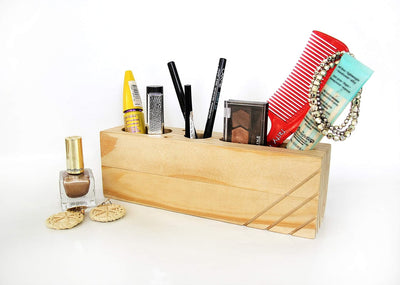 IVEI Sleek Pine Wood Rectangular Pen Stand � Pen/Pencil Holder - Minimalistic Office Desk Organizer - Wooden Stationery Holder for Office and Study Table - Smart and Unique Budget Gifts