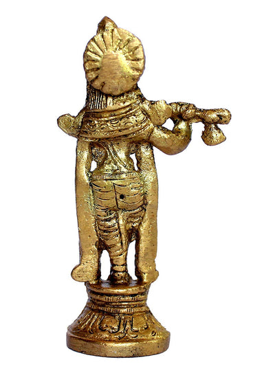 eSplanade - Brass Lord Krishna Kishan Kanhaiya Murti Idol Statue Sculpture (3.5")