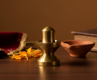 ESPLANADE Brass Shiva Lingam Idol 2.5 in Car Dashboard God Idol for Home for Desk Decor | Antique Decor Item | Home Decor Gift Showpieces