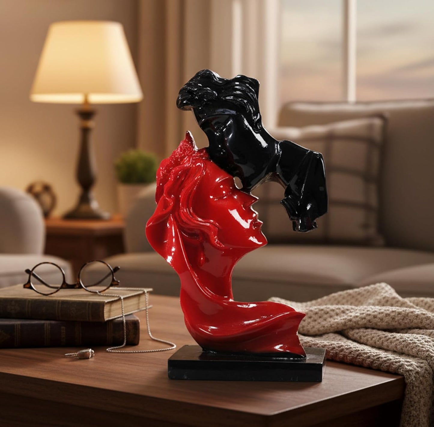 eSplanade Resin Love Couple Face Showpiece Statue Sculpture for home decor Valentine Day Gift (10")