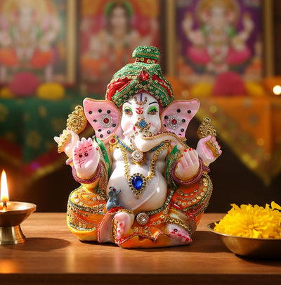 eSplanade Pagdi Ganesha Ganpati Murti Idol Statue Sculpture (9")