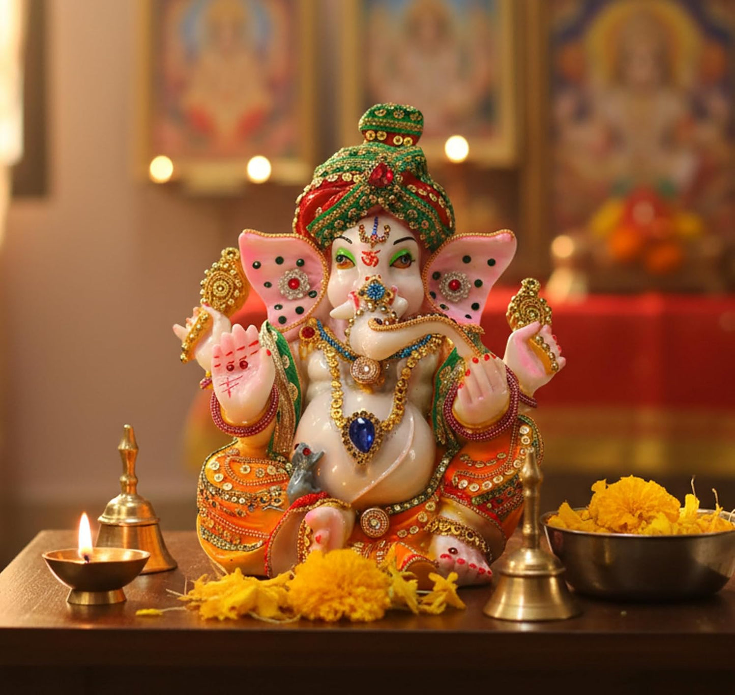 eSplanade Pagdi Ganesha Ganpati Murti Idol Statue Sculpture (9")