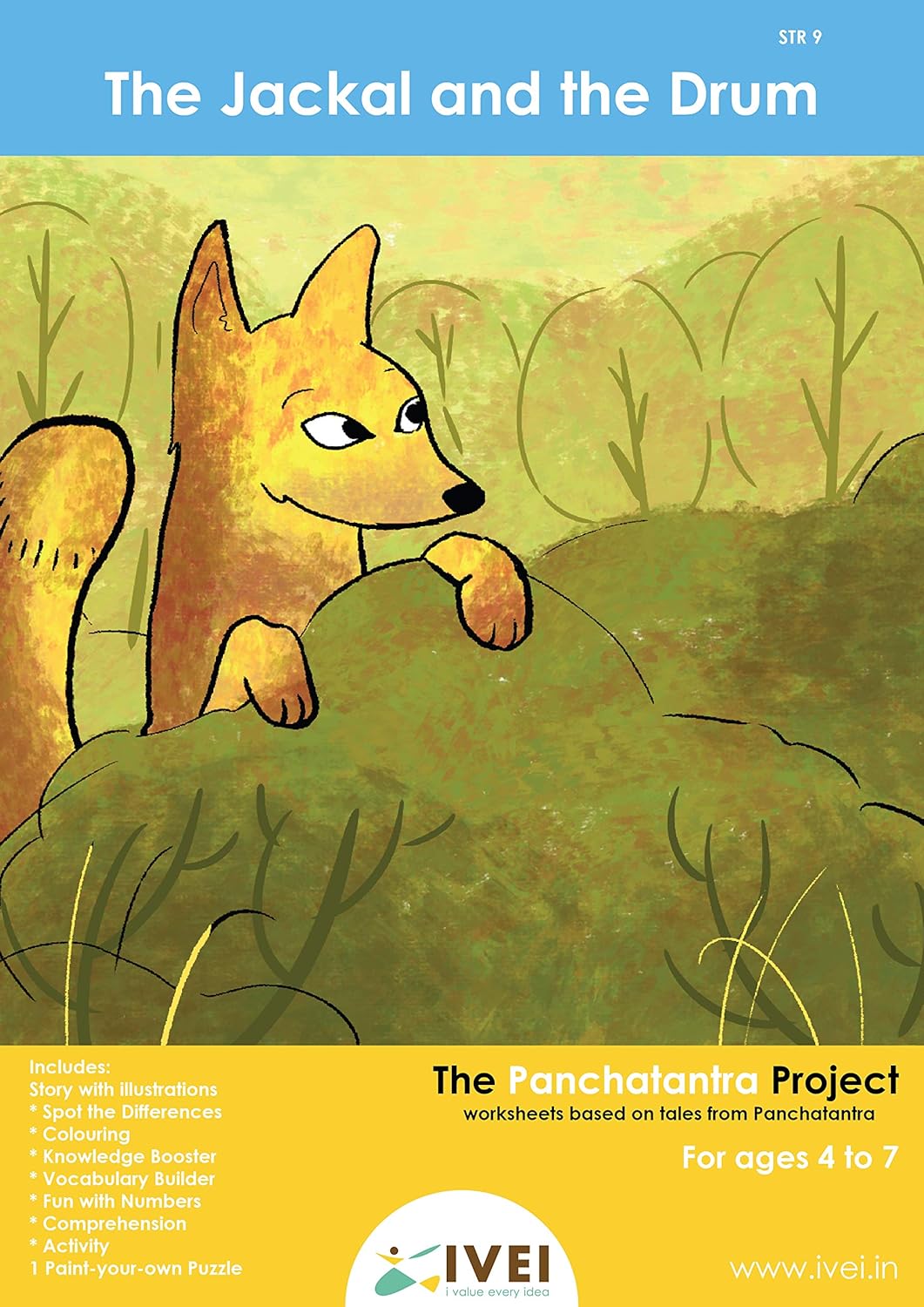 IVEI Panchatantra Kids Learning Book - Workbook and DIY puzzle of Panchatantra Story - Colouring Activity Worksheets - Creative Fun Activity and Education For Kids - The Jackal and the Drum ( Age 4 to 7 Years )