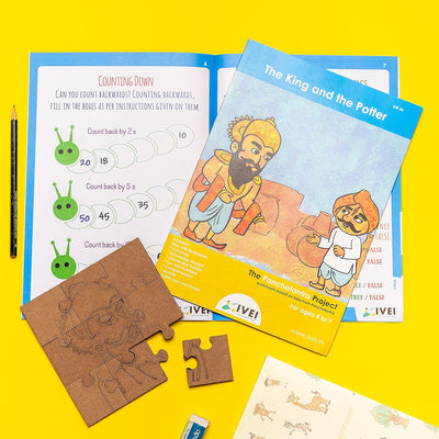IVEI Panchatantra Story Kids Learning Book - Workbook and DIY Puzzle - Colouring Activity Worksheets - Creative Fun Activity and Education for Kids - The King and The Potter(Age 4 to 7 Years)
