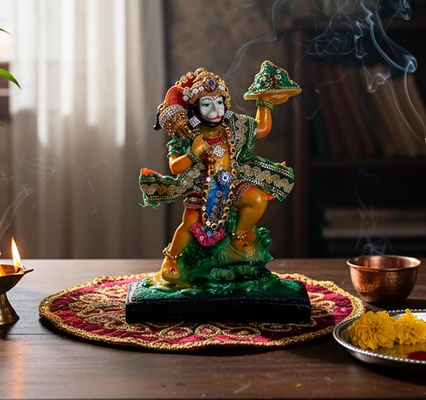 eSplanade Resin Hanuman Anjaneya Pavan Putra Idol Murti Moorti Statue (8.5 x 5.25 Inches)