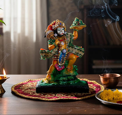 eSplanade Resin Hanuman Anjaneya Pavan Putra Idol Murti Moorti Statue (8.5 x 5.25 Inches)