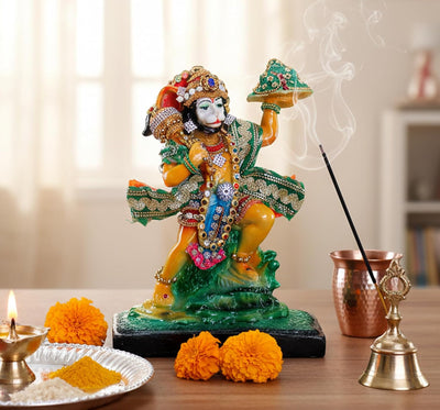 eSplanade Resin Hanuman Anjaneya Pavan Putra Idol Murti Moorti Statue (8.5 x 5.25 Inches)