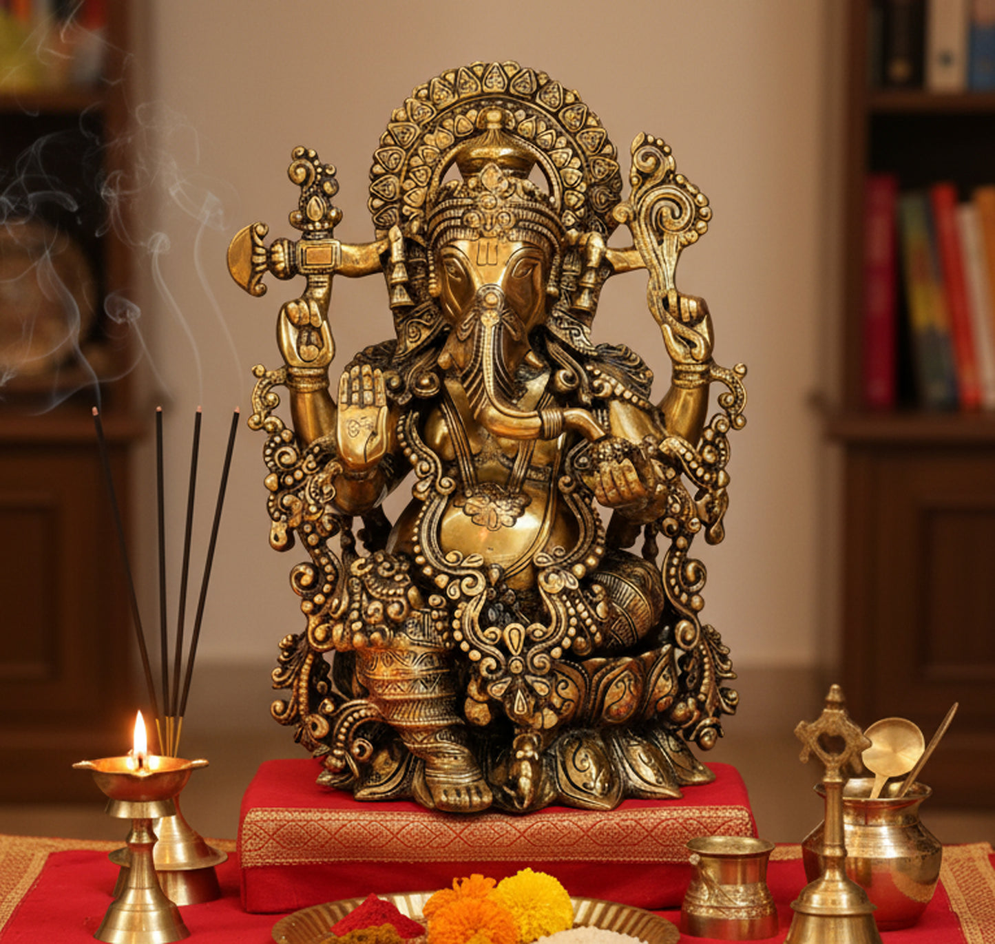 eSplanade Brass Ganesh Ganesha Ganpati Vinayak Showpiece -15.5" inches - Big Size | Murti Idol Statue Sculpture