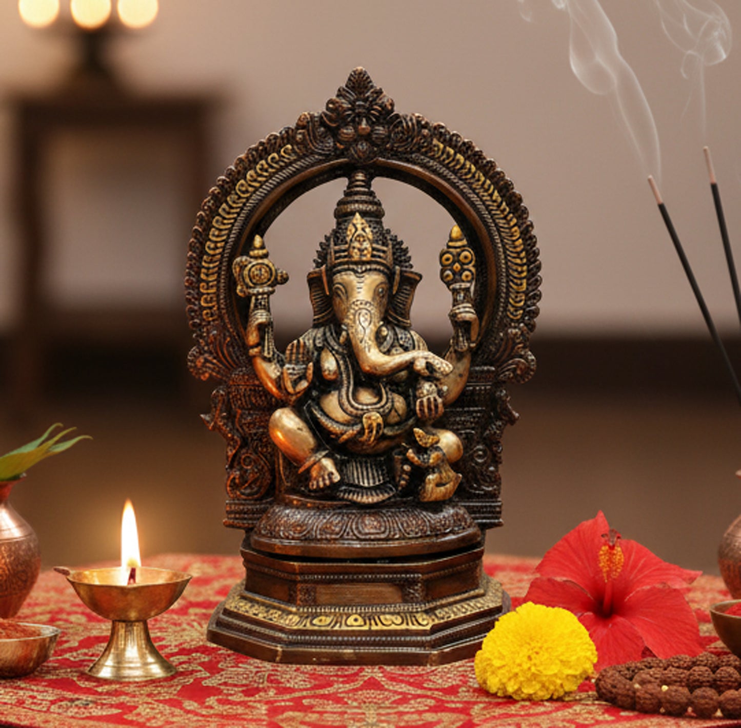 eSplanade Brass Ganesh Ganesha Ganpati Vinayak Showpiece | Murti Idol Statue Sculpture - 9.75" Inches - Multi