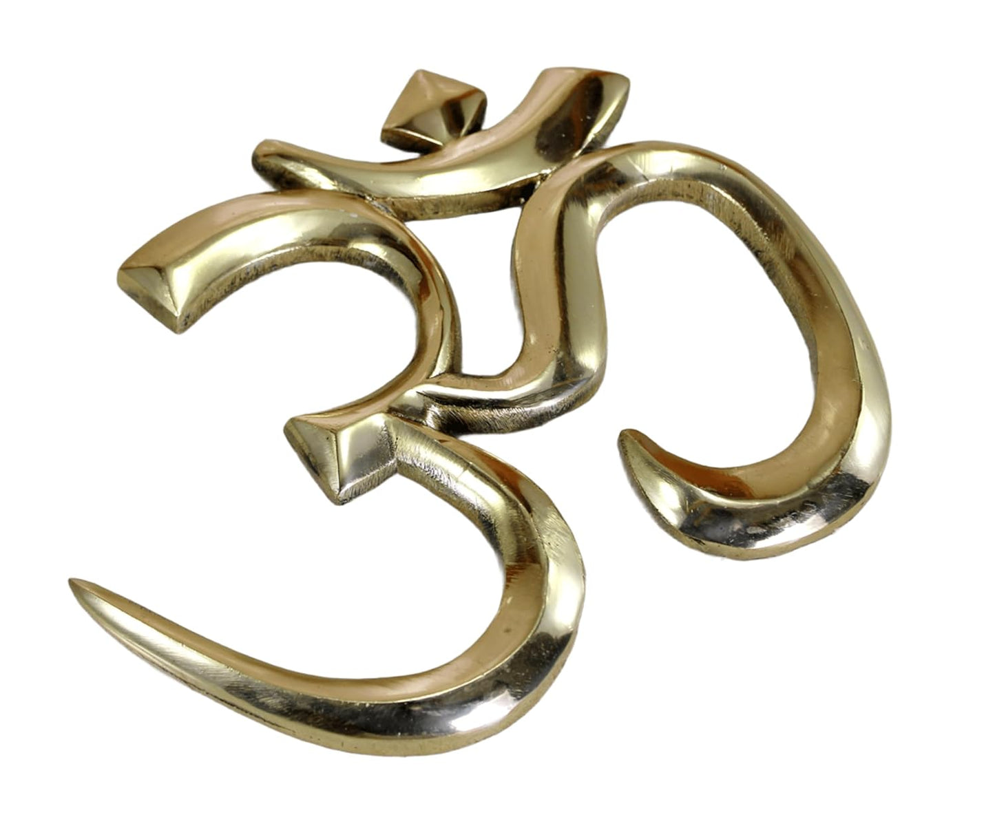 eSplanade Brass OM Wall Hanging Sculpture | Vastu Fengshui Goodluck, Auspicious, Religious symbols | Pooja Idols | Home Decor -Golden - 9" Inches