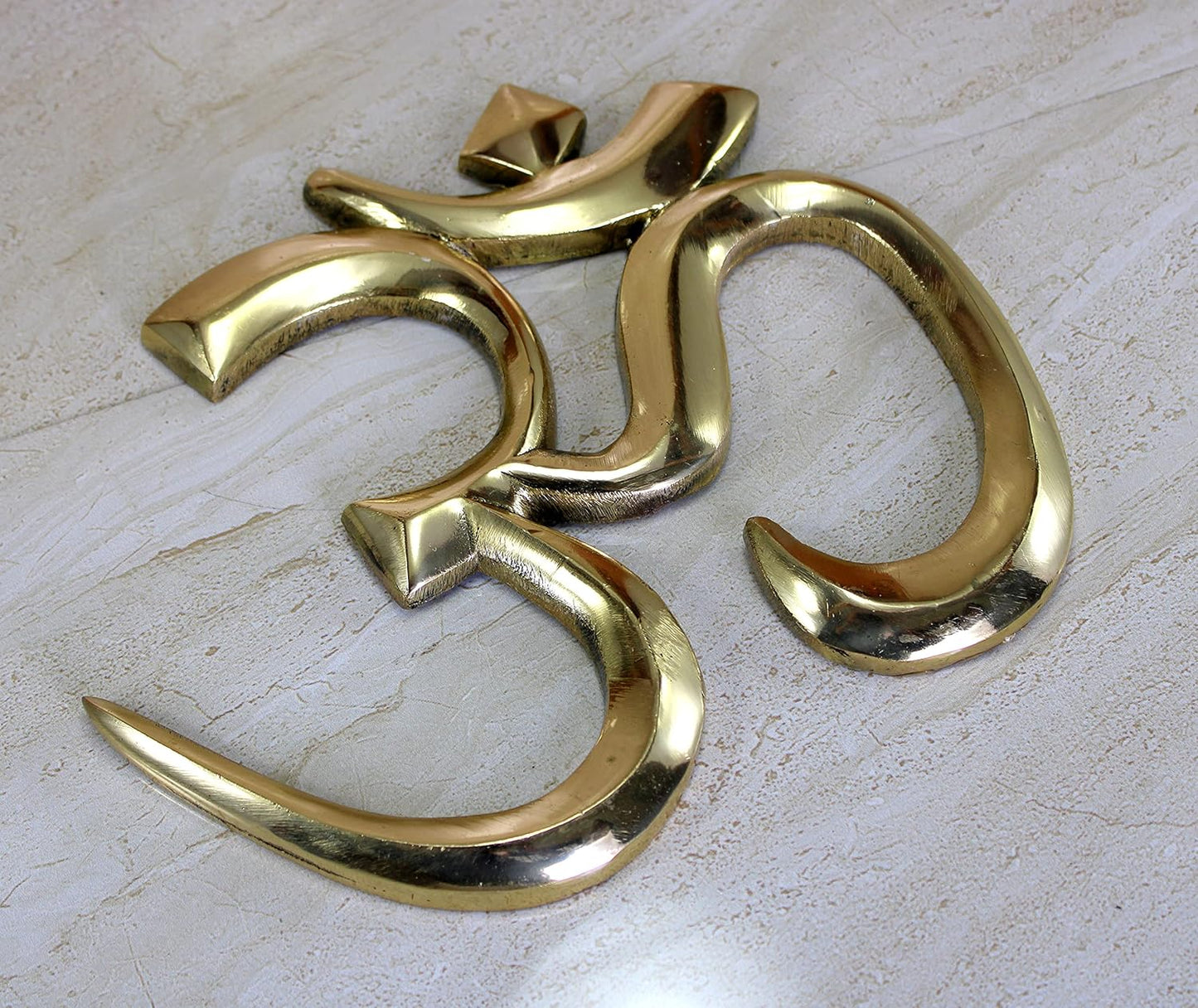 eSplanade Brass OM Wall Hanging Sculpture | Vastu Fengshui Goodluck, Auspicious, Religious symbols | Pooja Idols | Home Decor -Golden - 9" Inches