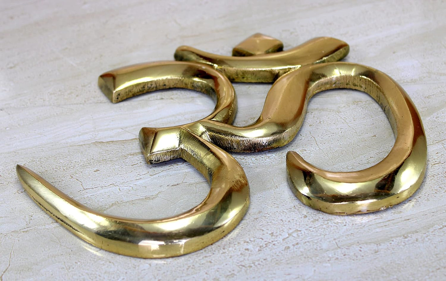 eSplanade Brass OM Wall Hanging Sculpture | Vastu Fengshui Goodluck, Auspicious, Religious symbols | Pooja Idols | Home Decor -Golden - 9" Inches