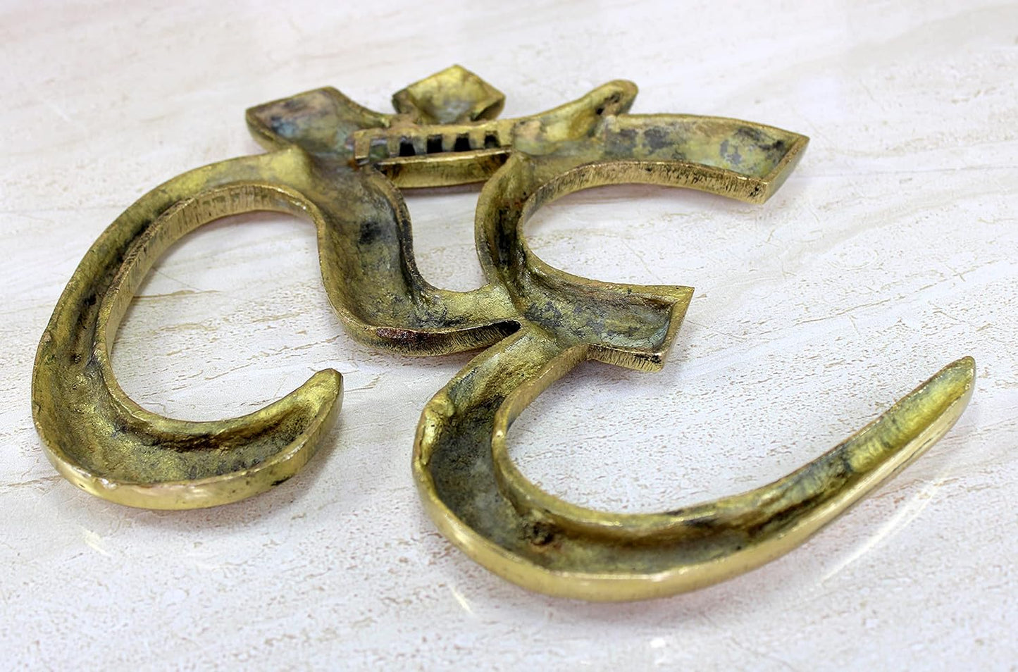 eSplanade Brass OM Wall Hanging Sculpture | Vastu Fengshui Goodluck, Auspicious, Religious symbols | Pooja Idols | Home Decor -Golden - 9" Inches