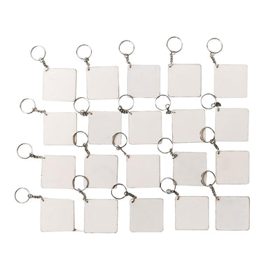 IVEI DIY MDF Key Chains with Primer - Wooden Sheet Craft - Set of 20, 2 in X 2 in for Decoupage, Resin Art Work & Decoration
