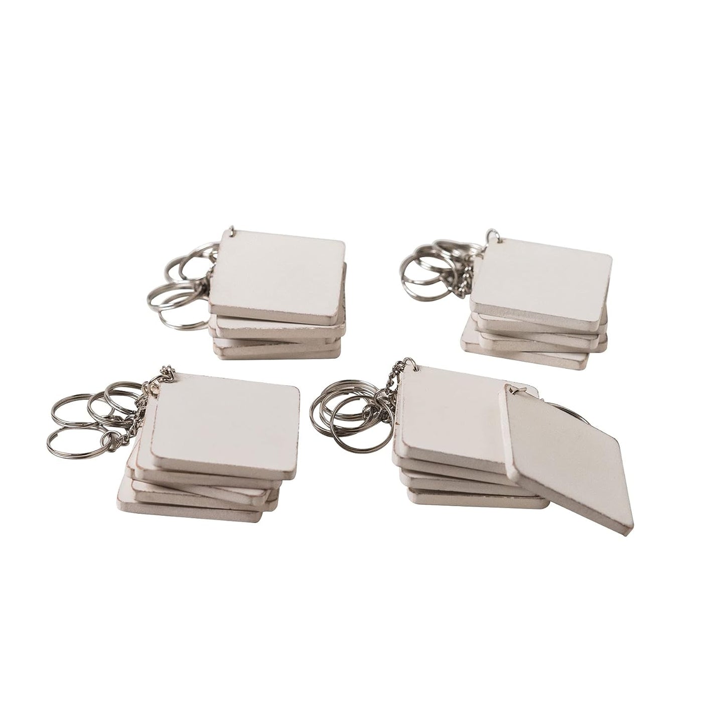 IVEI DIY MDF Key Chains with Primer - Wooden Sheet Craft - Set of 20, 2 in X 2 in for Decoupage, Resin Art Work & Decoration