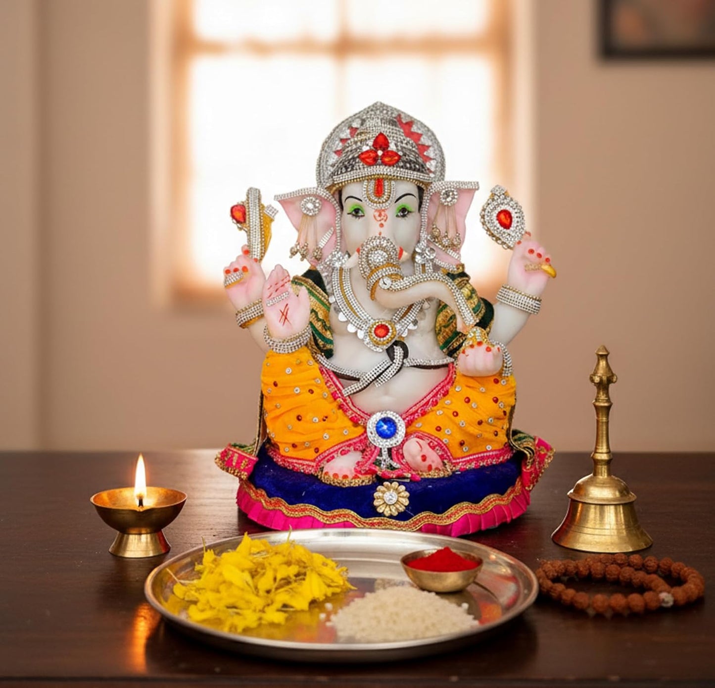 eSplanade Resin Ganesh Ganesha Ganpati Murti Idol Statue Sculpture | Pooja idols | Home Decor - 13.25" Inches - Big Size
