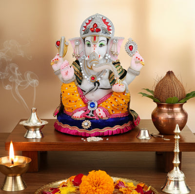 eSplanade Resin Ganesh Ganesha Ganpati Murti Idol Statue Sculpture | Pooja idols | Home Decor - 13.25" Inches - Big Size