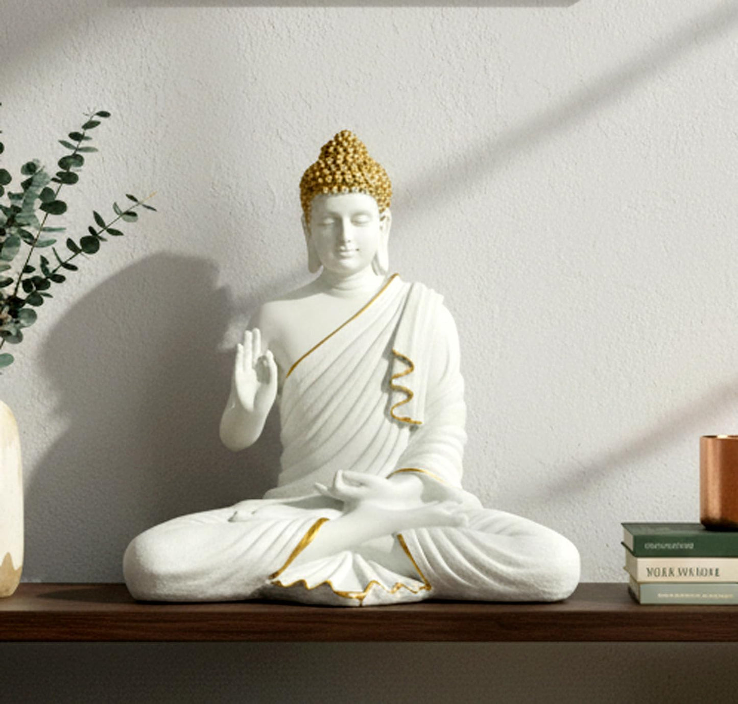 eSplanade Resin Meditating Buddha Showpiece | Home Decor | Idol Statue Figurine Murti | Tibetan Buddhist Statue - 14" Inches Height - Big Size