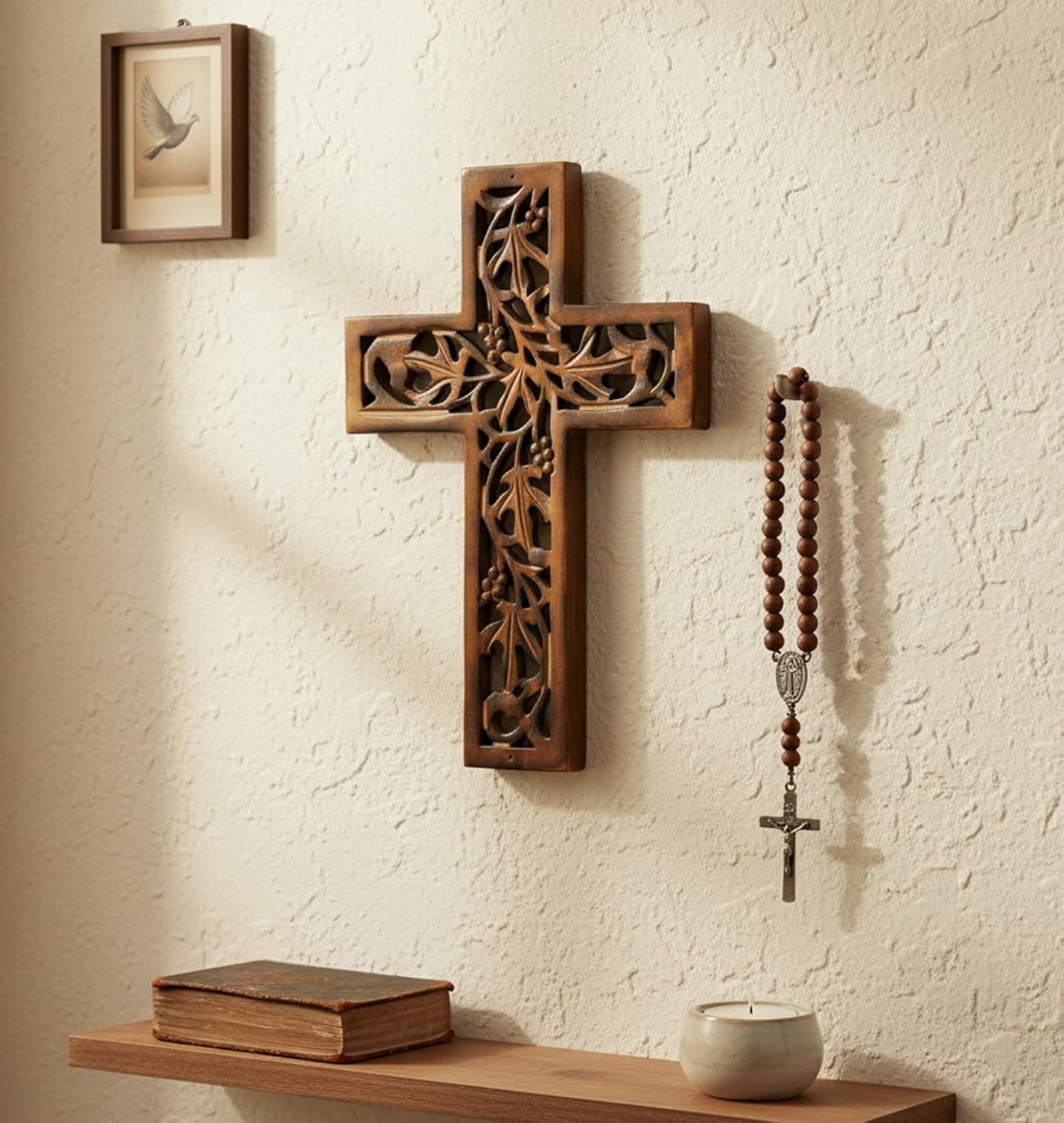 eSplanade Jesus Christ Cross Catholic Wooden Crucifix for Wall, Church Chapel | Home Decor | Wood - 12.25" Inches - Brown