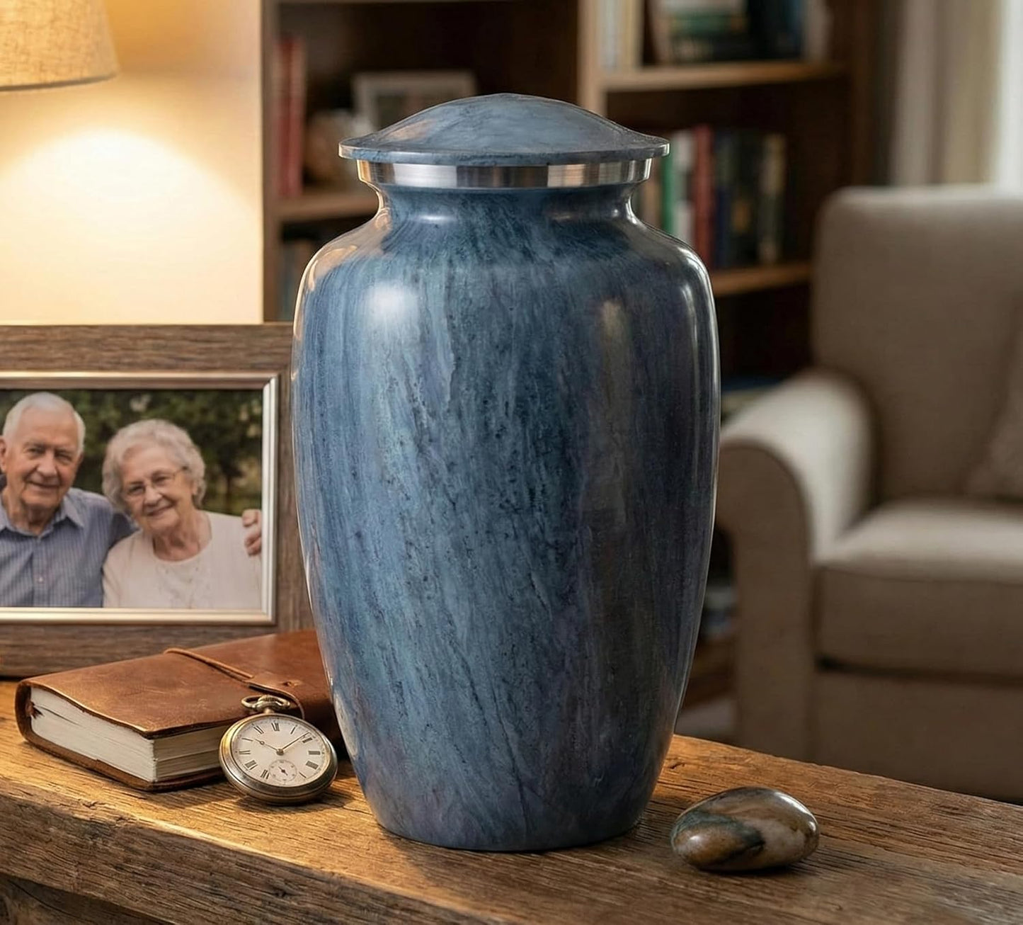 eSplanade Metal Cremation Urn Memorial Jar Pot Container | Full Size Printed Urn for Funeral Ashes Burial | Metal Urns | (Multicolor) - 10" Inches