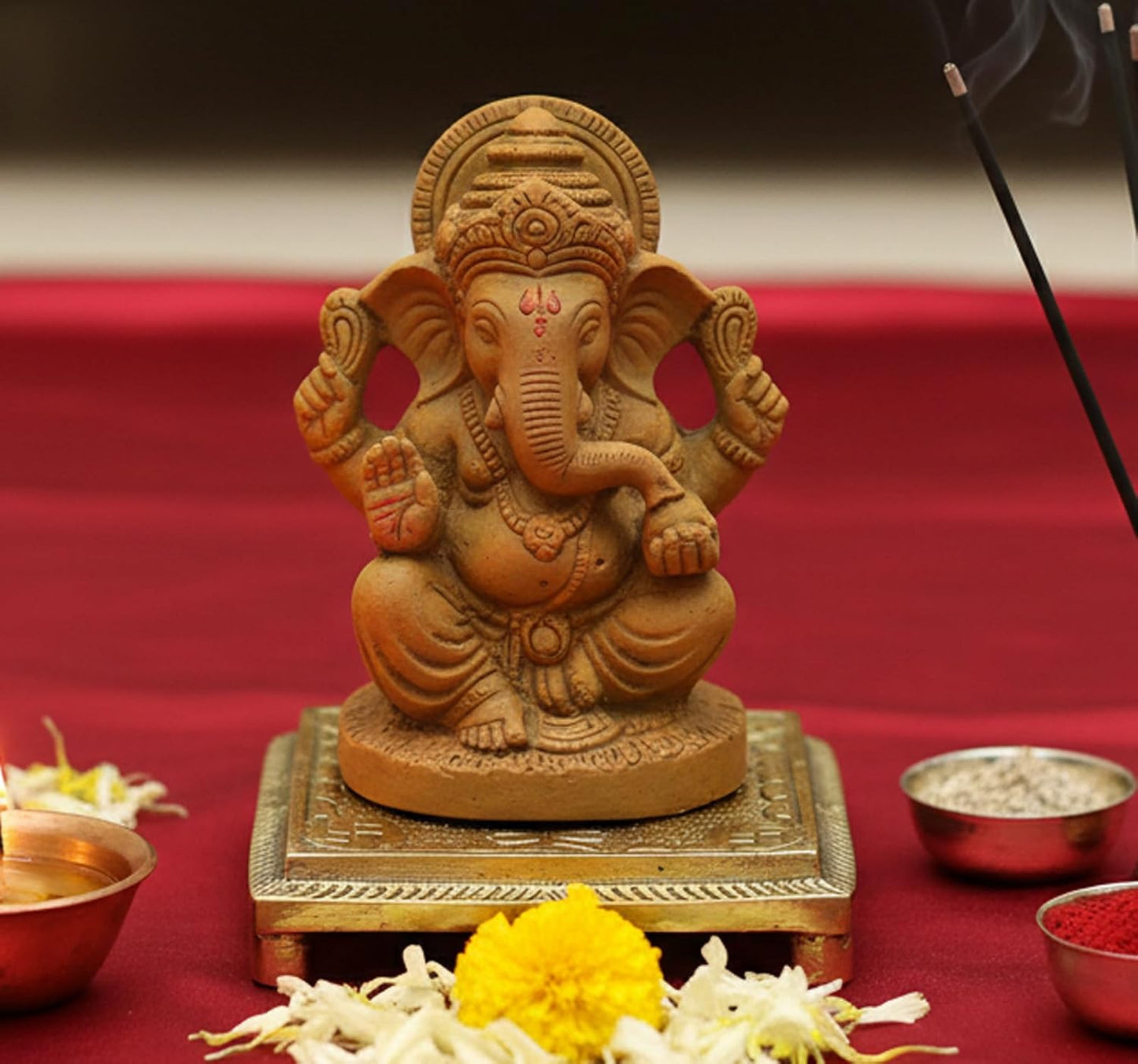 eSplanade Brass Pooja Mandir Chowki God's Stool - Puja Articles - 2.6" Inches (Very Small)