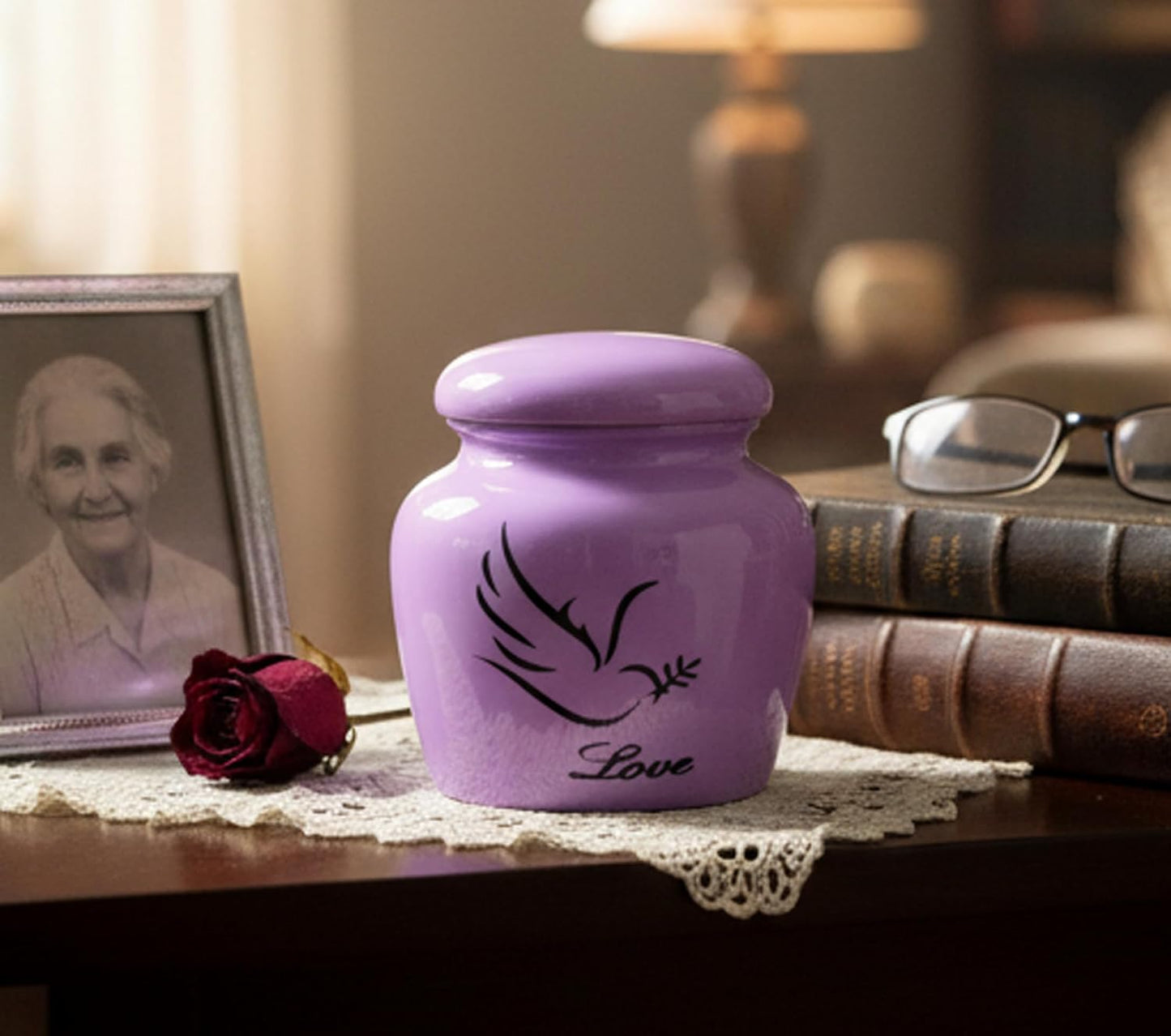 eSplanade Metal Mini Cremation Urn Keepsake Memorial Jar Pot Container | Small Urn for Funeral Ashes Burial | Printed Metal Keepsake