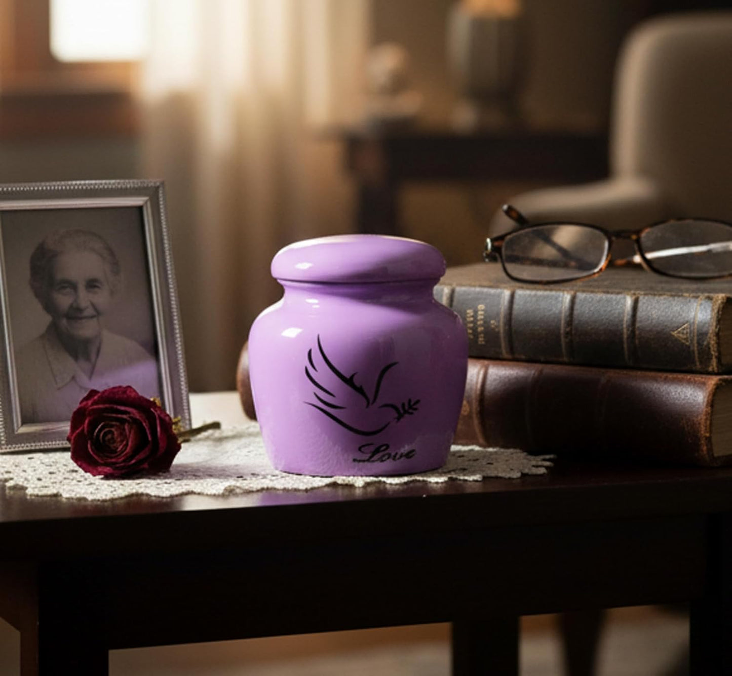 eSplanade Metal Mini Cremation Urn Keepsake Memorial Jar Pot Container | Small Urn for Funeral Ashes Burial | Printed Metal Keepsake