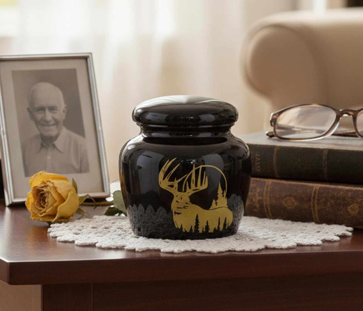 eSplanade Metal Mini Cremation Urn Keepsake Memorial Jar Pot Container | Small Urn for Funeral Ashes Burial | Printed Metal Keepsake