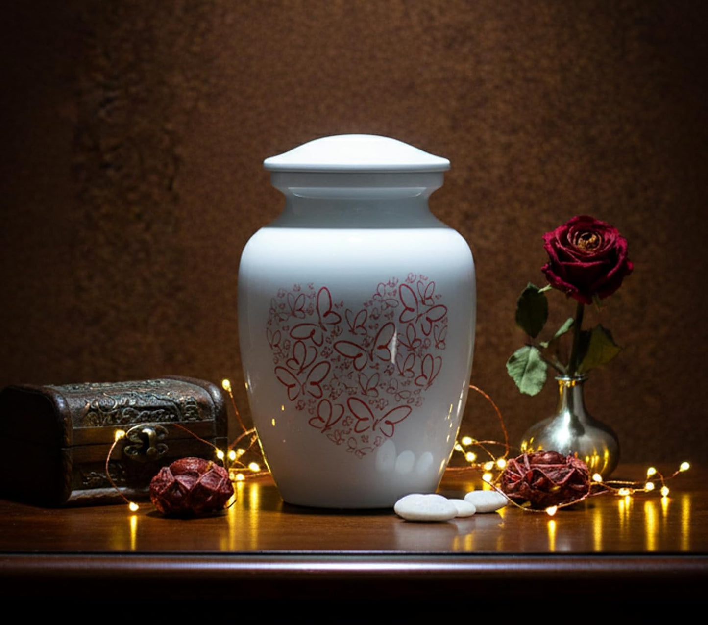 eSplanade Brass Cremation Urn Memorial Jar Pot Container | Medium Size Urn for Funeral Ashes Burial | Engraved Metal Urn | Multicolor- 6" Inches