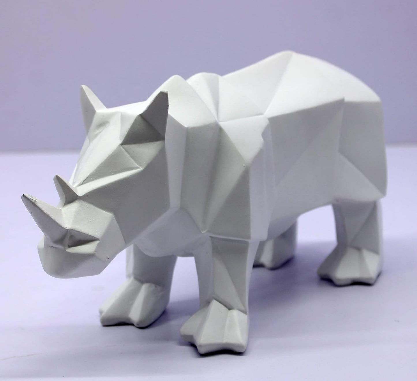 ESPLANADE Resin Rhinoceros Rhino Sculpture Figurine Showpiece | Decorative Items - Home Decor | White - 10" Inches Length