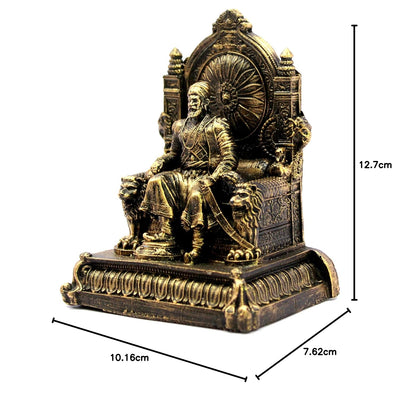 eSplanade Resin Chhatrapati Shivaji Maharaj Statue Idol Sculpture Showpiece Figurine Murti - Golden - 5" Inches