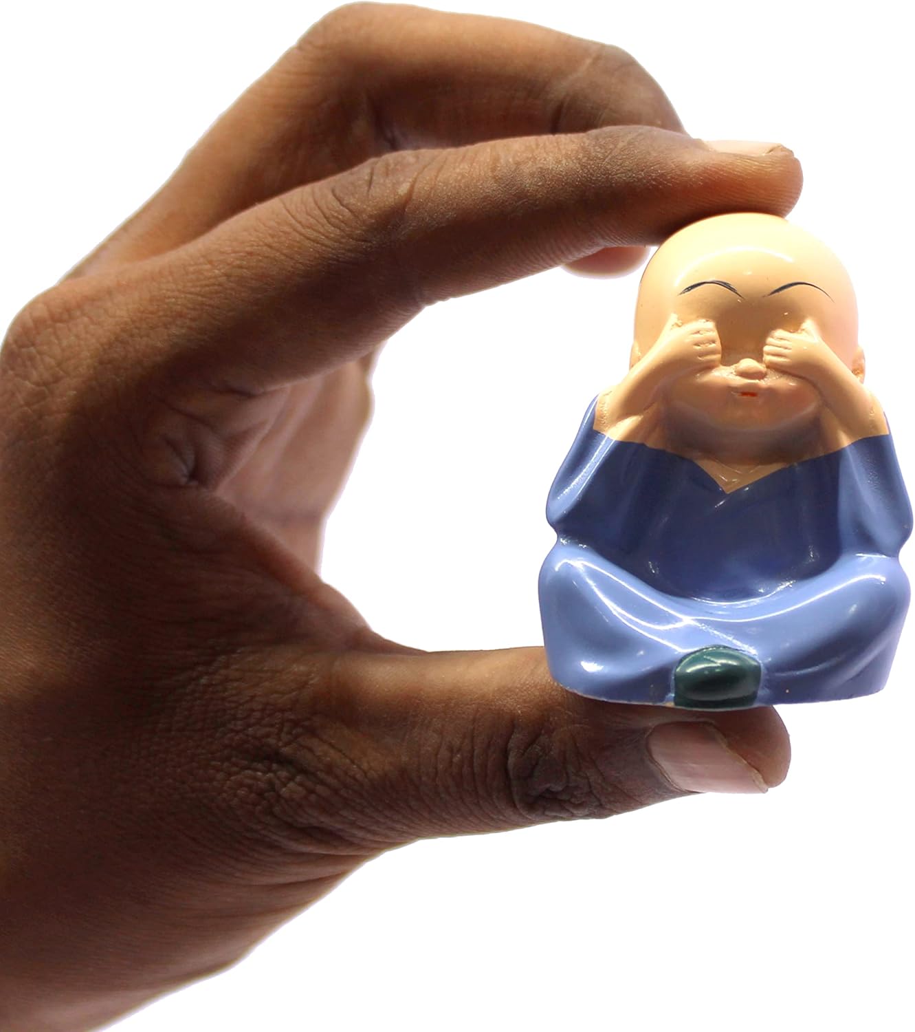 eSplanade Resin Smiling Happy Baby Buddha Monk Statues - Set of 4 | Feng Shui Monk Figurine Showpieces | Home D�cor - Car Dashboard | Multicolour - 2" Inches (Small)