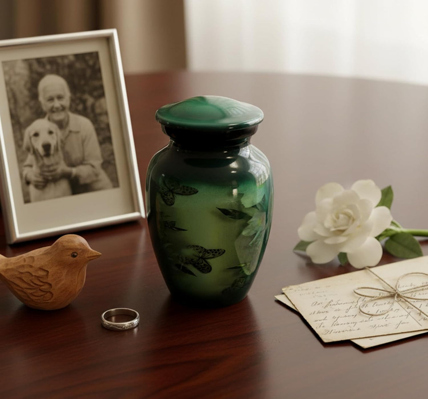 eSplanade Mini Cremation Urn Memorial Jar Pot Container | Small Metal Urn for Funeral Ashes Burial | Wolves with Moon Printed Metal Keepsake | Black - 4.5" Inches