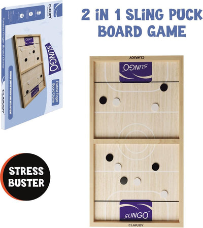 Clapjoy Table top Board Games for Adults & Kids Toy Perfect for Family, Picnic, Birthday Gift and Return Gift (Slingo & Shut The Box) Air Hockey, 2 Player, 59 L x 31 W Cm