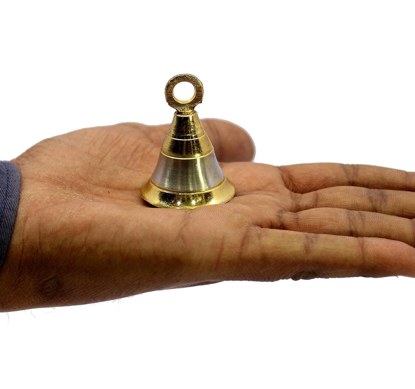 eSplanade Brass Pooja Mandir and Decorative Bells | Pack of 10 | 2" Inches - Golden & Silver