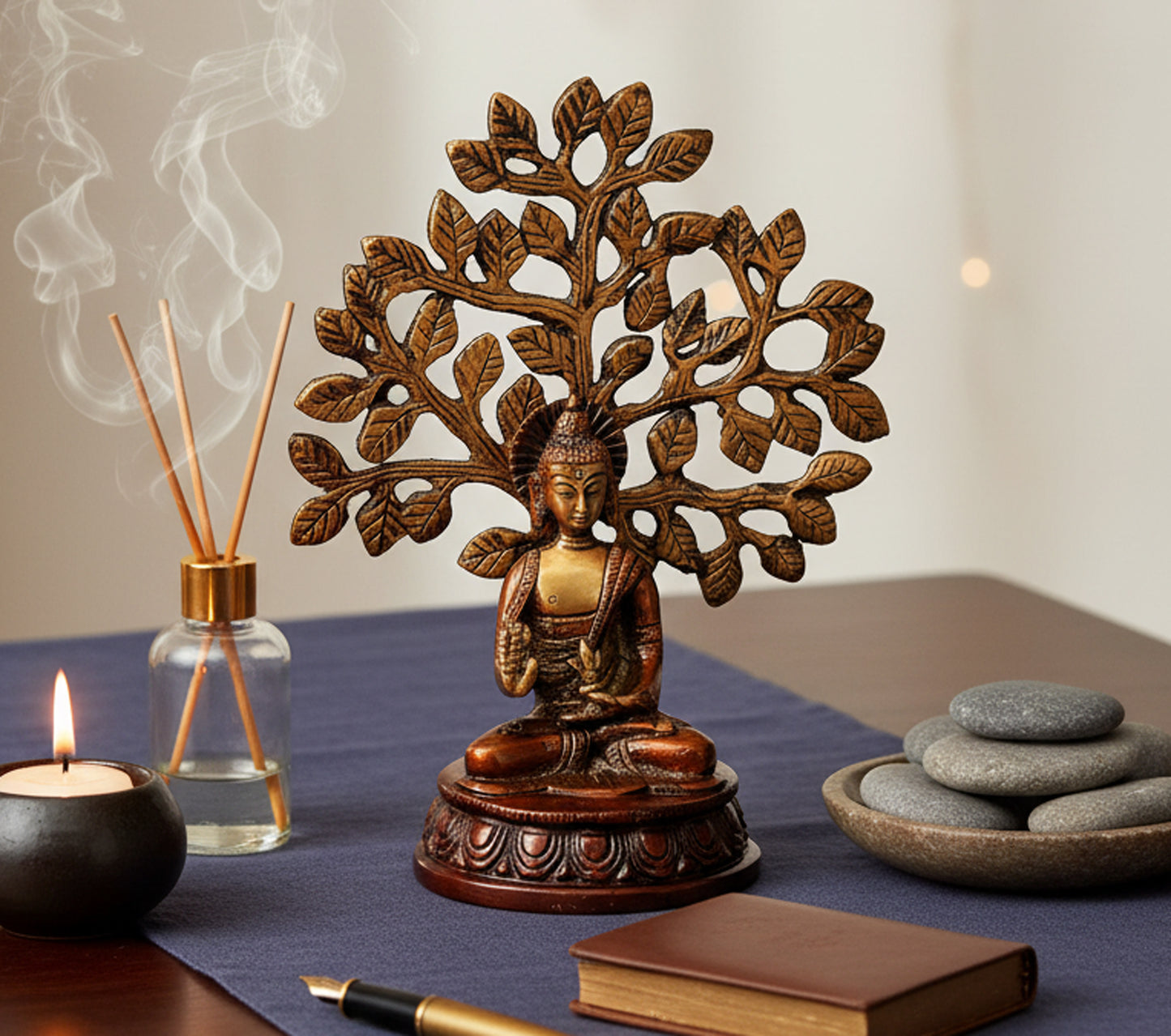 Esplanade Buddha Statue for Home Decor | Brass Resting Buddha Showpiece for Living Room, Meditation, Office Desk, Shelf | Tibetan Buddhist Idol | Zen and Yoga Figurine | Housewarming Gifts