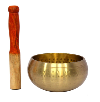 eSplanade - 5 inches - Singing Bowl Tibetan Buddhist Prayer Instrument With Striker Stick | OM Bell | OM Bowl | Meditation Bowl | Music Therapy (gold)