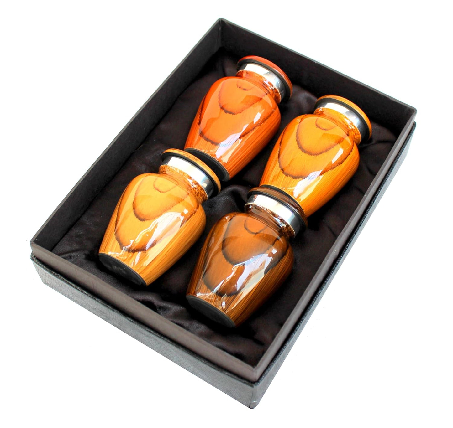 eSplanade cremation mini urns keepsake memorial | Set of 4 Wood Finish small urns for ashes funeral burial container jar pot
