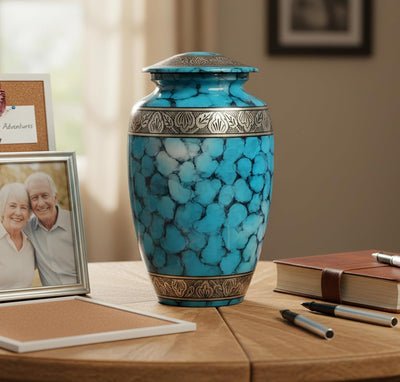 eSplanade Cremation Urn Memorial Human Ashes Container Jar Pot | Burial Funeral Urns | Clouds (Blue, 10 Inches)
