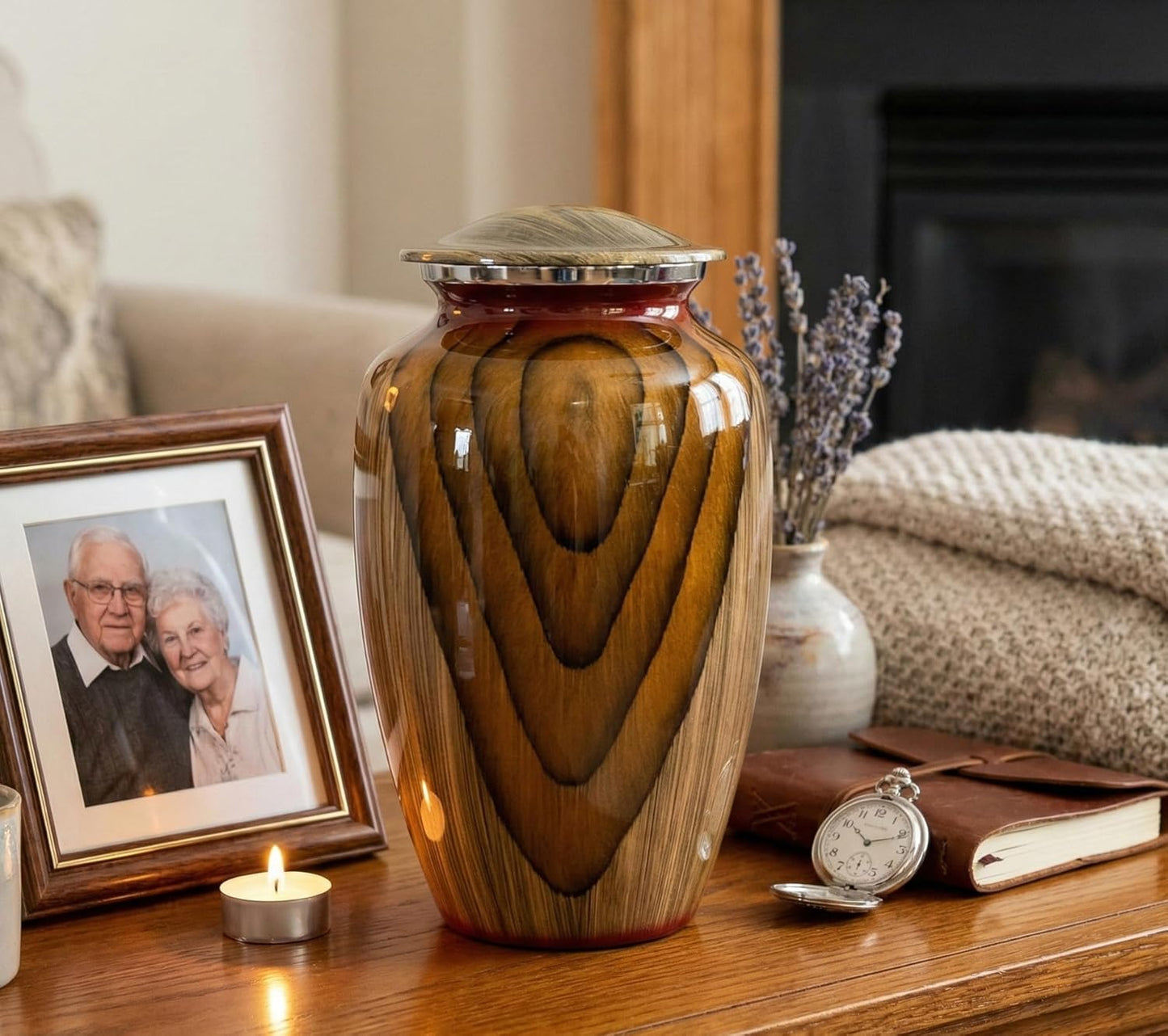 eSplanade Cremation Urn Memorial Human Ashes Container Jar Pot | Burial Funeral Urns | - Yellow - 10 Inches (Full Size)